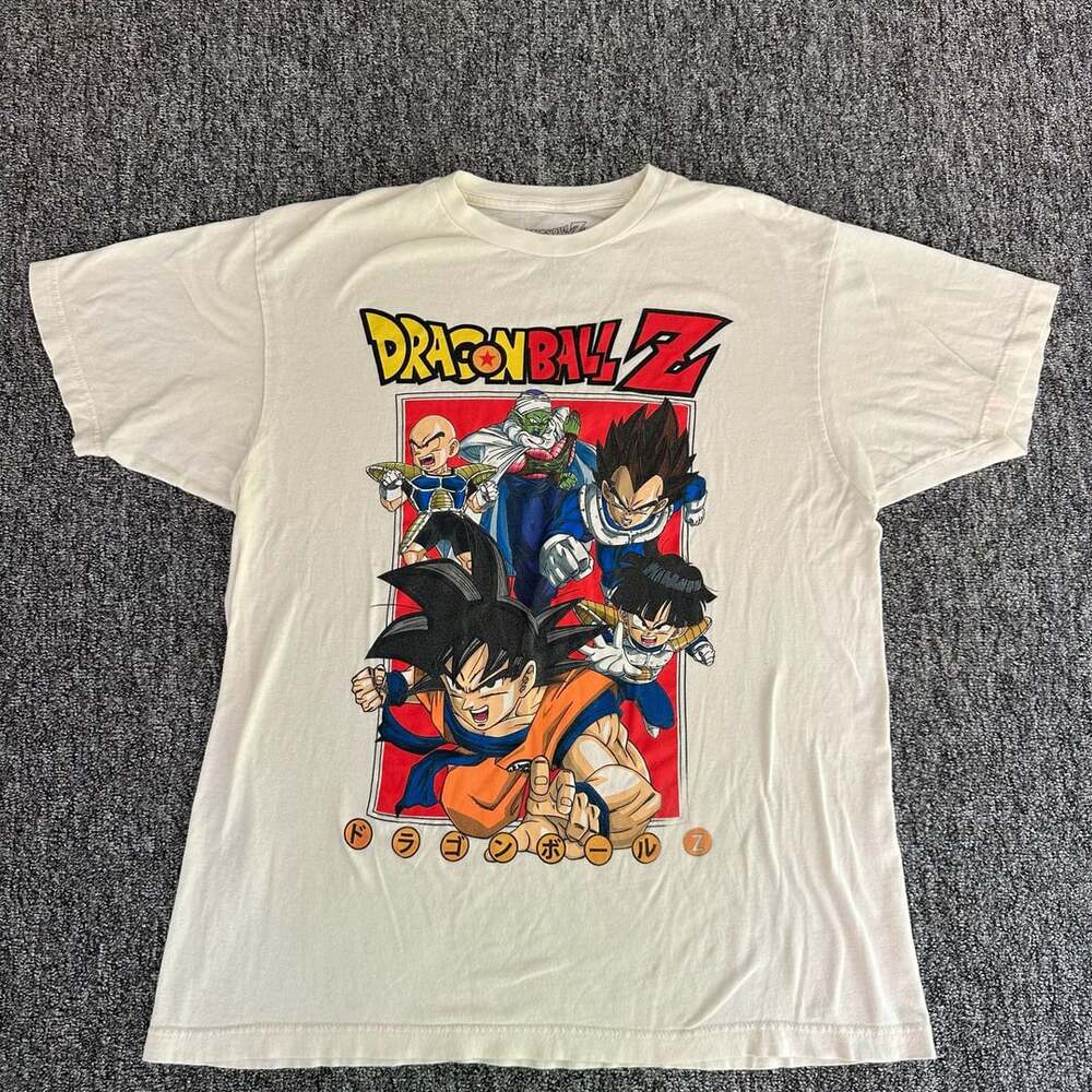 Dragon Ball Z Men's Large White Graphic Tee Anime Goku Vegeta Piccolo